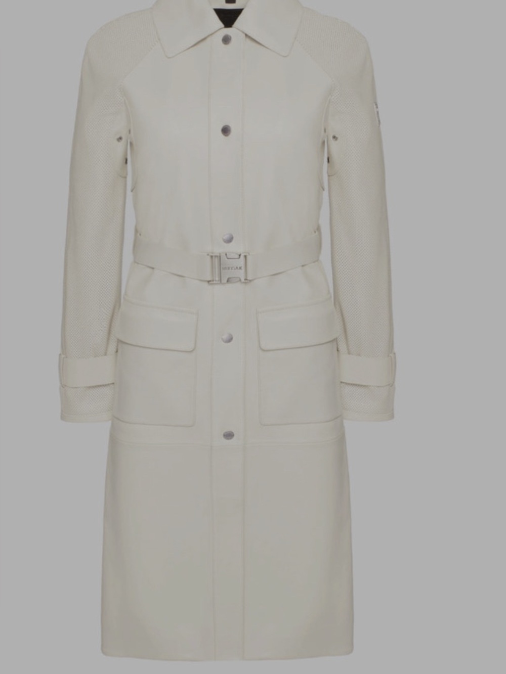 RUDSAK Valentina Leather Trench Coat with Perforated Sleeves SS24